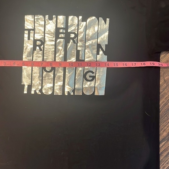 True Religion Black Metallic Foil Column Graphic Tee.  Size Medium - Picture 7 of 9